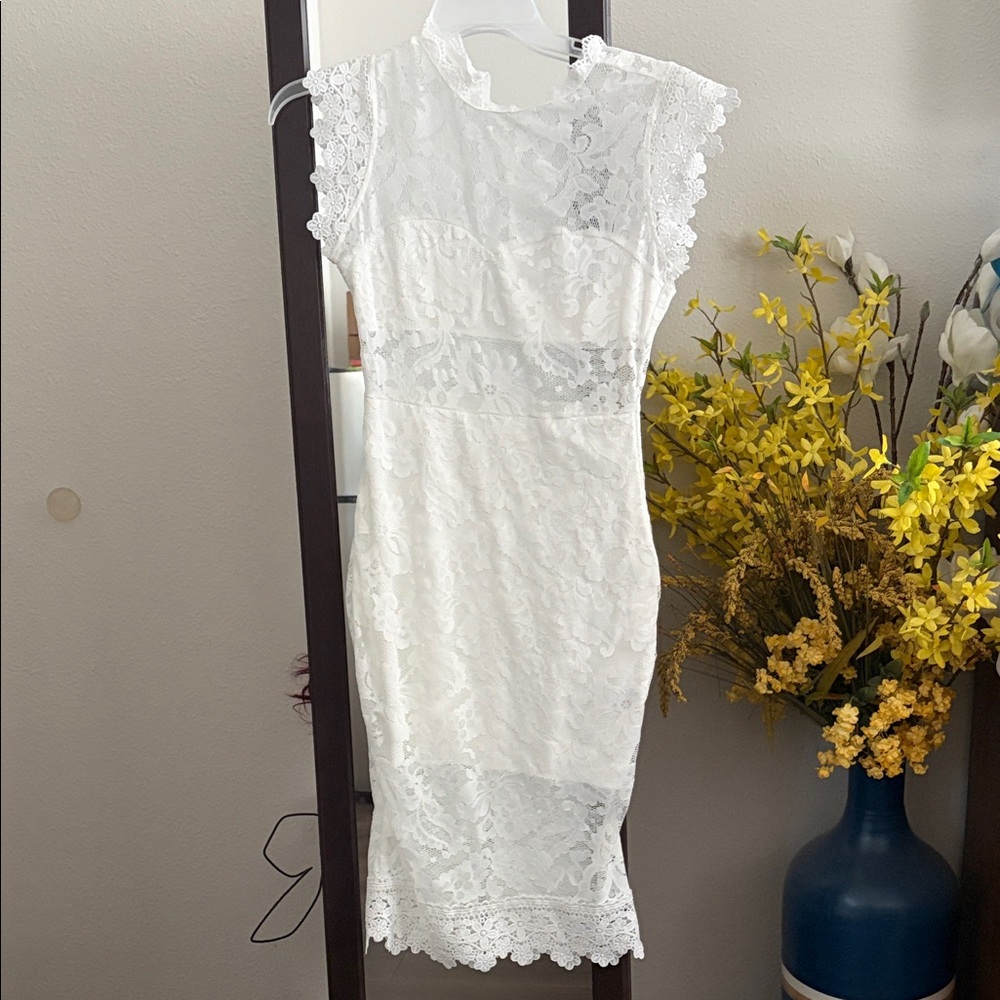 SHEIN White Lace Midi Dress